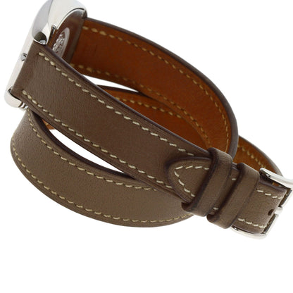 HERMES Cape Cod Double Tour Etoupe Watches CT1.210 Stainless Steel/Leather Ladies