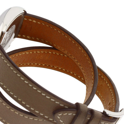 HERMES Cape Cod Double Tour Etoupe Watches CT1.210 Stainless Steel/Leather Ladies
