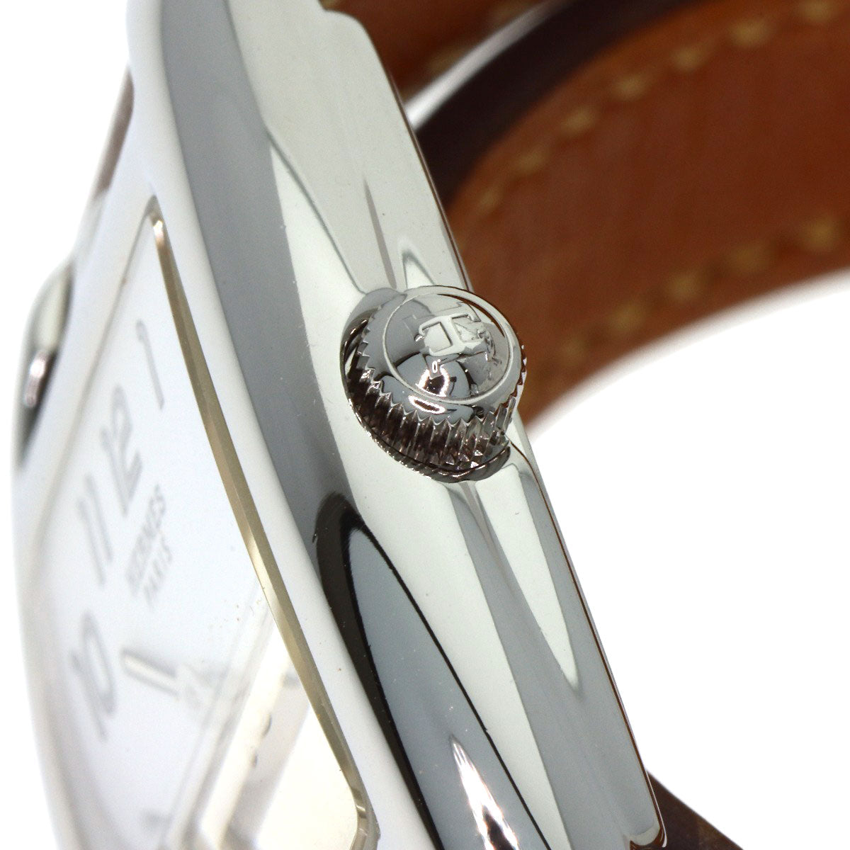 HERMES Cape Cod Double Tour Etoupe Watches CT1.210 Stainless Steel/Leather Ladies