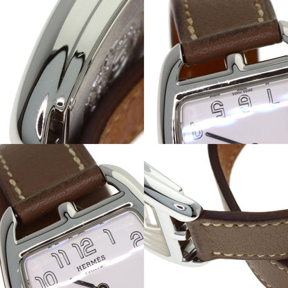 HERMES Cape Cod Double Tour Etoupe Watches CT1.210 Stainless Steel/Leather Ladies