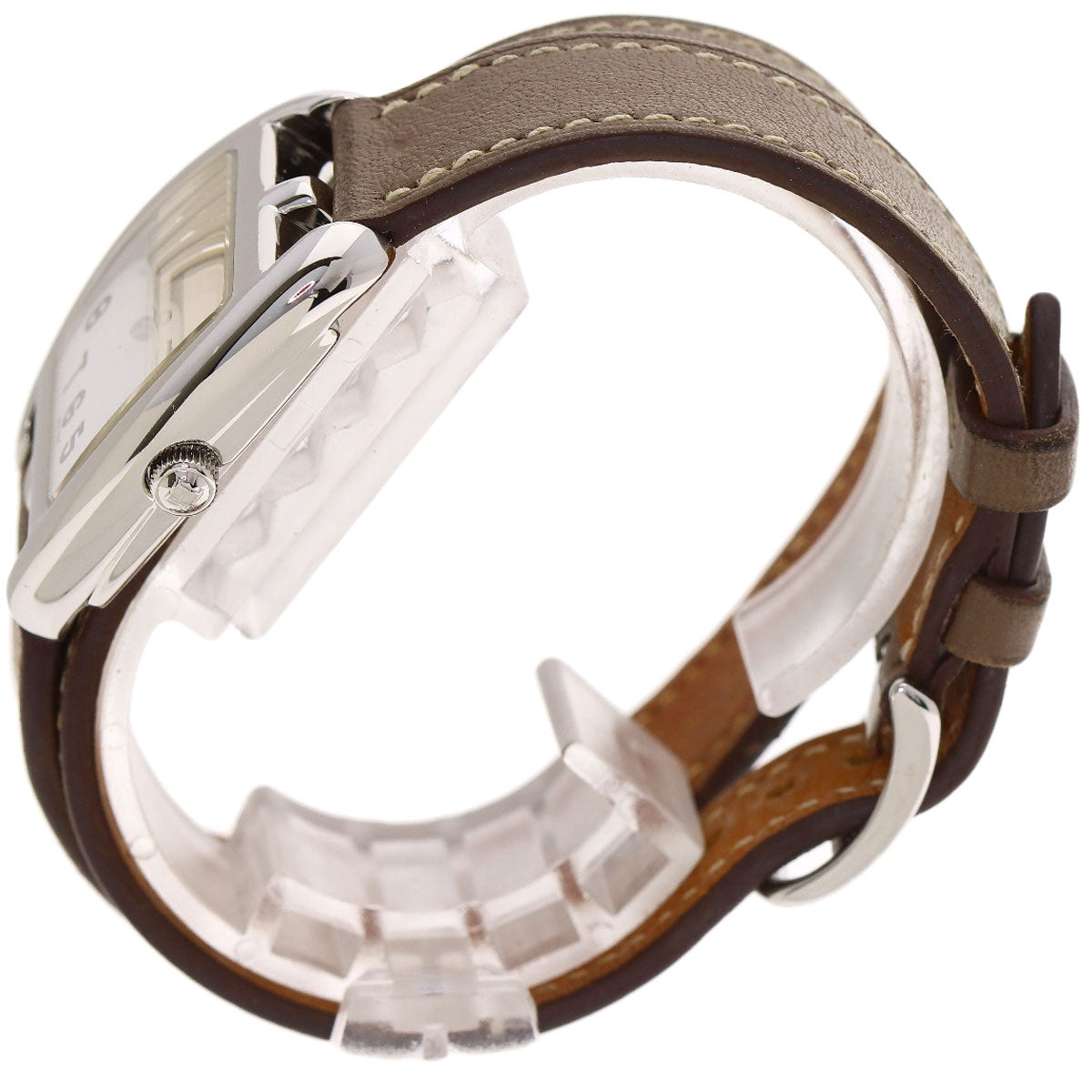 HERMES Cape Cod Double Tour Etoupe Watches CT1.210 Stainless Steel/Leather Ladies