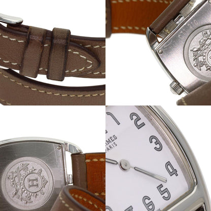 HERMES Cape Cod Double Tour Etoupe Watches CT1.210 Stainless Steel/Leather Ladies