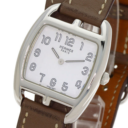 HERMES Cape Cod Double Tour Etoupe Watches CT1.210 Stainless Steel/Leather Ladies