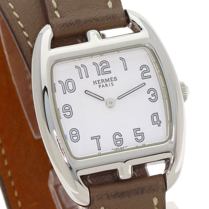 HERMES Cape Cod Double Tour Etoupe Watches CT1.210 Stainless Steel/Leather Ladies