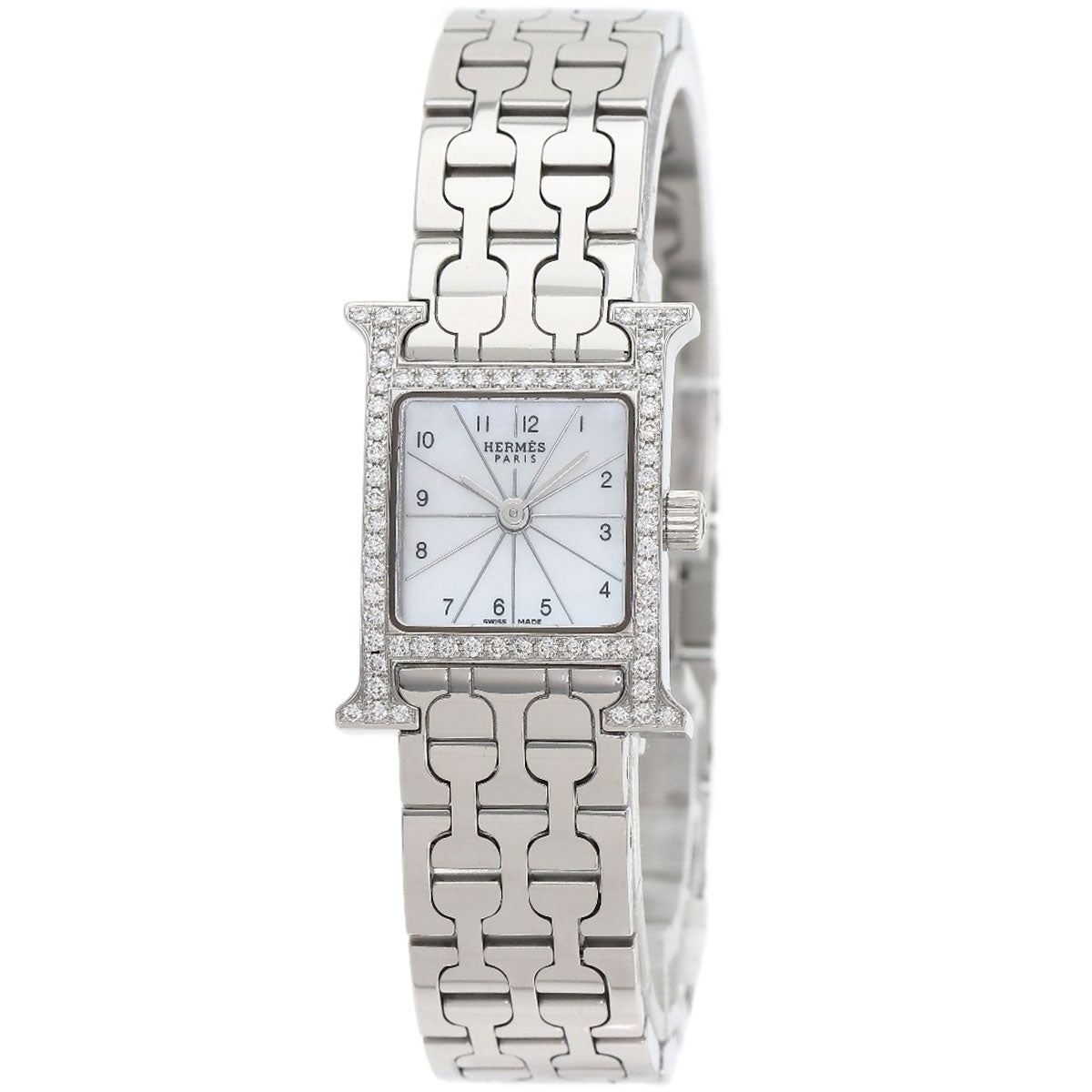 HERMES H Watch Mini Diamond Watches HH1.130 Stainless Steel/Stainless Steel Ladies