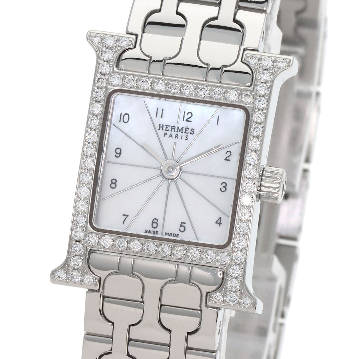 HERMES H Watch Mini Diamond Watches HH1.130 Stainless Steel/Stainless Steel Ladies