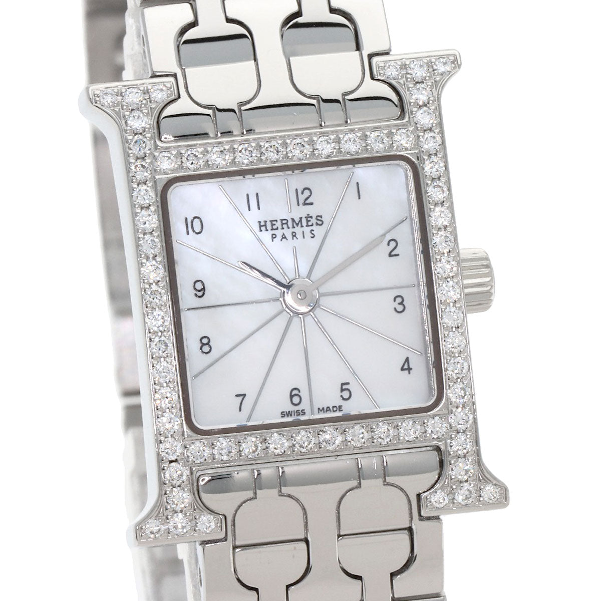 HERMES H Watch Mini Diamond Watches HH1.130 Stainless Steel/Stainless Steel Ladies