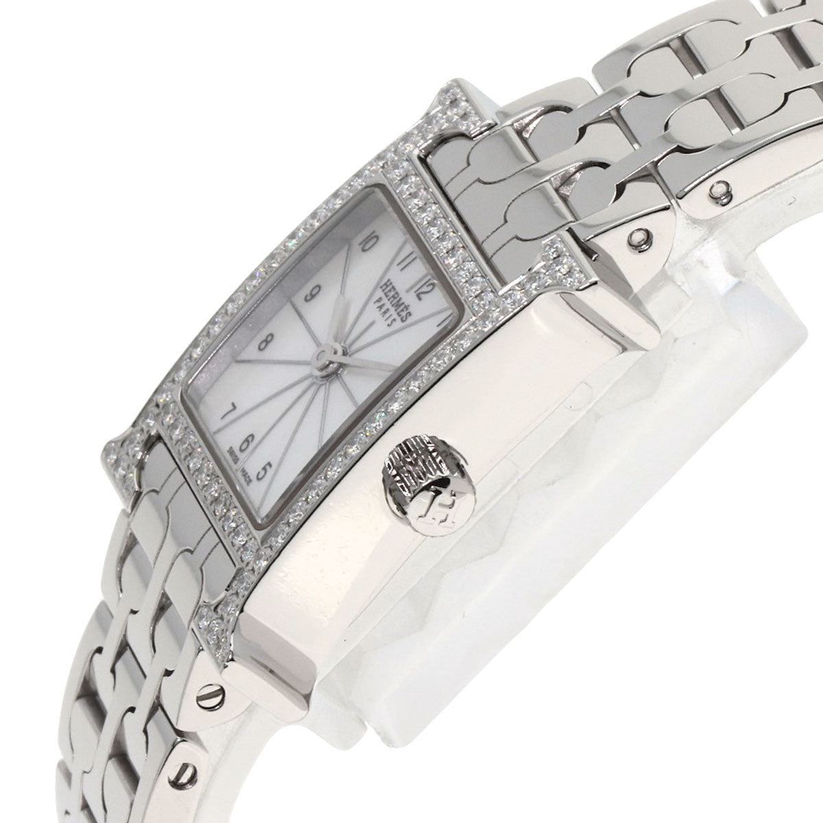 HERMES H Watch Mini Diamond Watches HH1.130 Stainless Steel/Stainless Steel Ladies