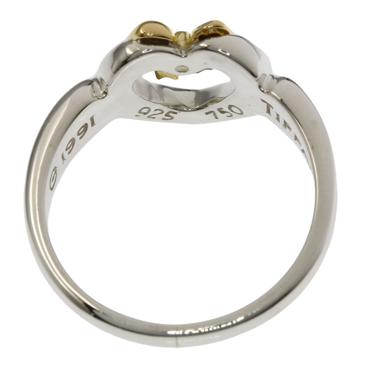 TIFFANY&Co. Heart with bow Ring Silver 18K Yellow GoldLadies [Used]