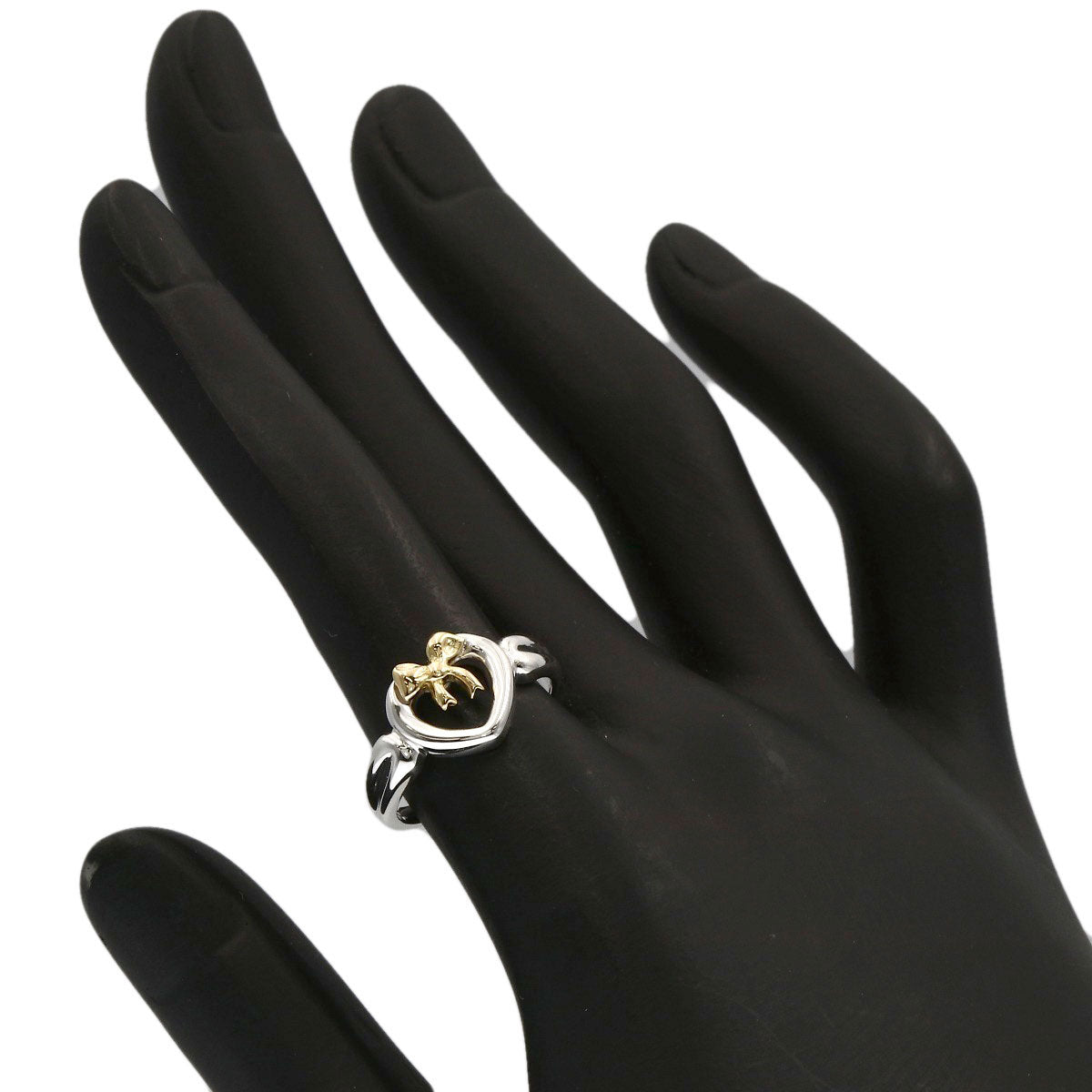 TIFFANY&Co. Heart with bow Ring Silver 18K Yellow GoldLadies [Used]