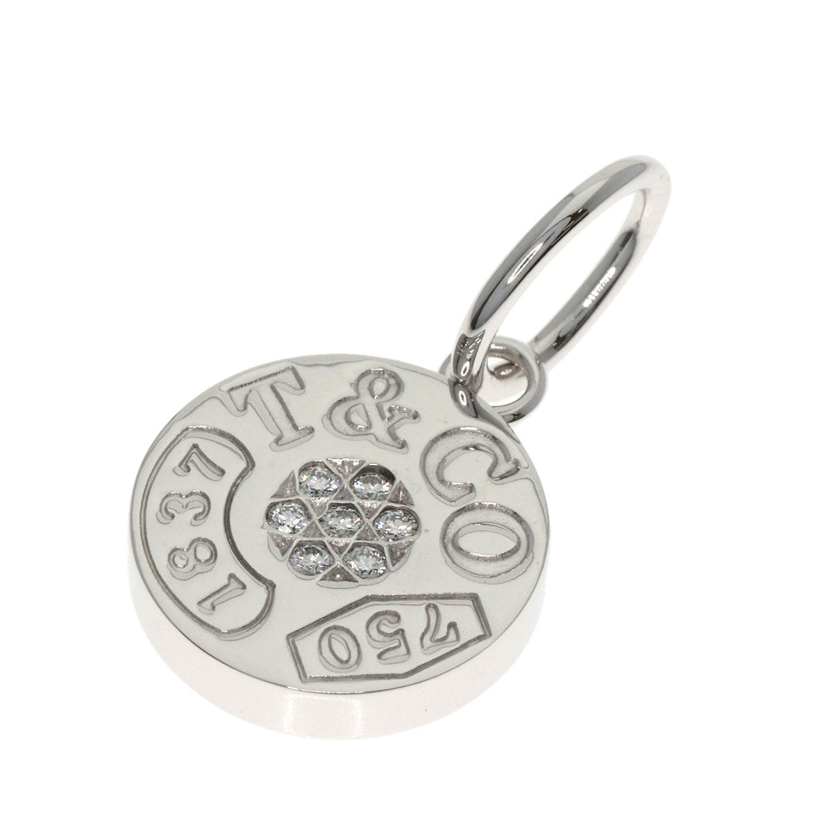 TIFFANY&Co. 1837 Circle Diamond Pendant top K18 White Gold Ladies [Used]