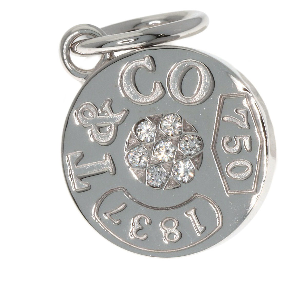 TIFFANY&Co. 1837 Circle Diamond Pendant top K18 White Gold Ladies [Used]