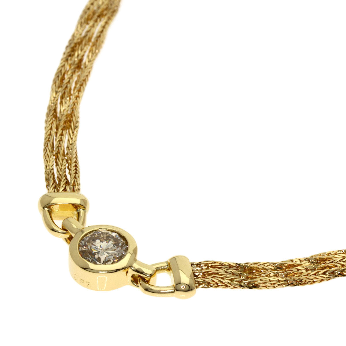 0.83ct Diamond Twist Chain Necklace K18 Yellow Gold 14.2g　Ladies
