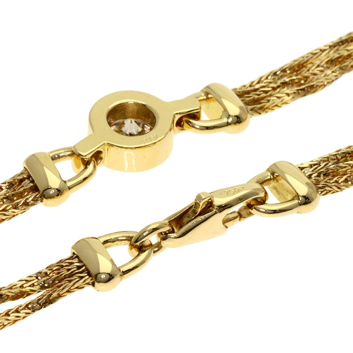 0.83ct Diamond Twist Chain Necklace K18 Yellow Gold 14.2g　Ladies