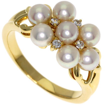 MIKIMOTO Pearl Pearl Diamond Ring K18 Yellow Gold Ladies [Used]