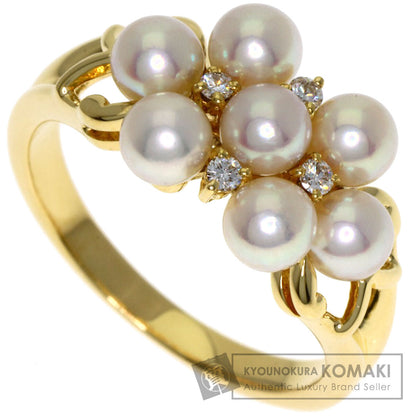 MIKIMOTO Pearl Pearl Diamond Ring K18 Yellow Gold Ladies [Used]