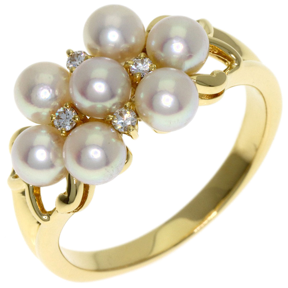 MIKIMOTO Pearl Pearl Diamond Ring K18 Yellow Gold Ladies [Used]