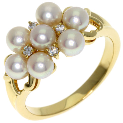 MIKIMOTO Pearl Pearl Diamond Ring K18 Yellow Gold Ladies [Used]