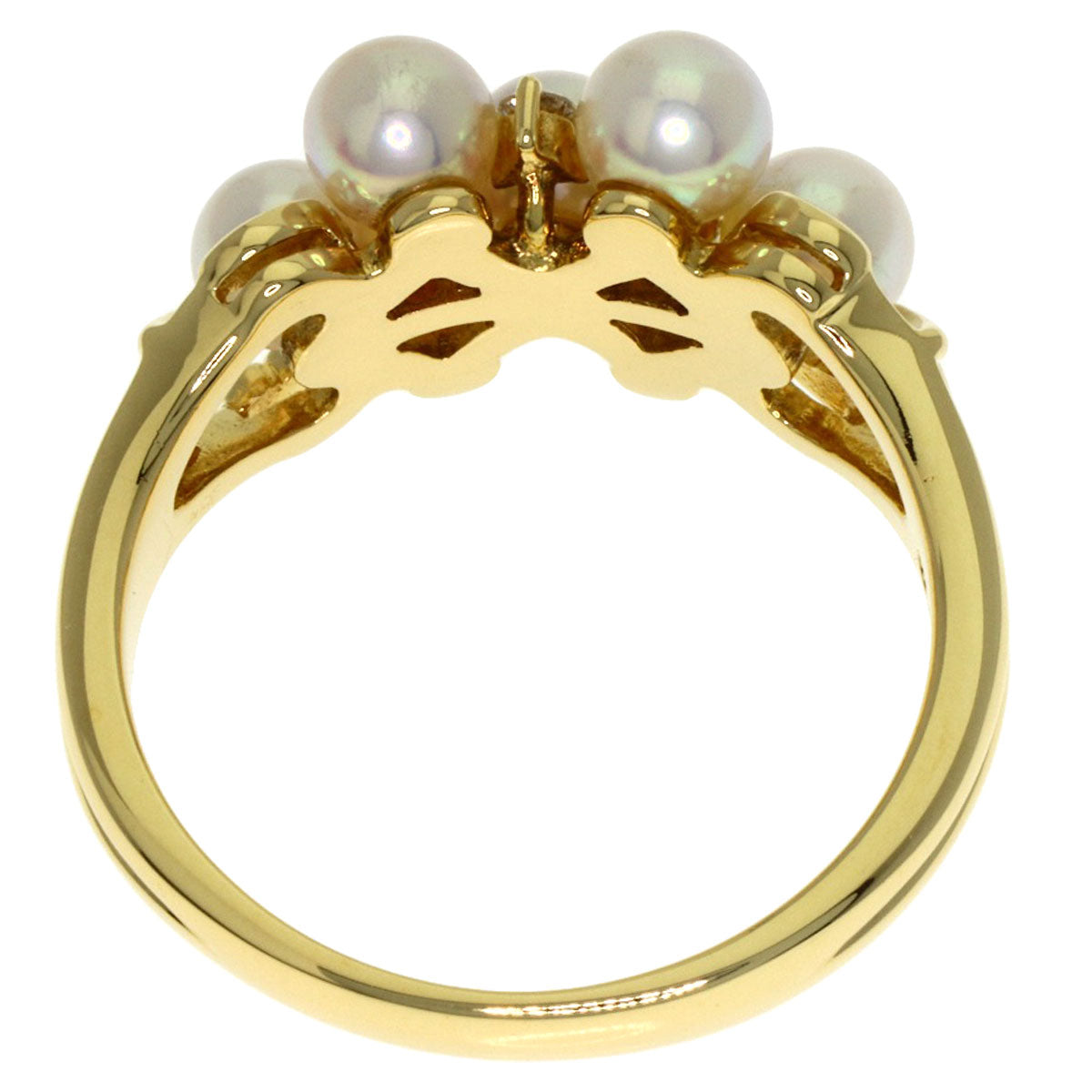 MIKIMOTO Pearl Pearl Diamond Ring K18 Yellow Gold Ladies [Used]
