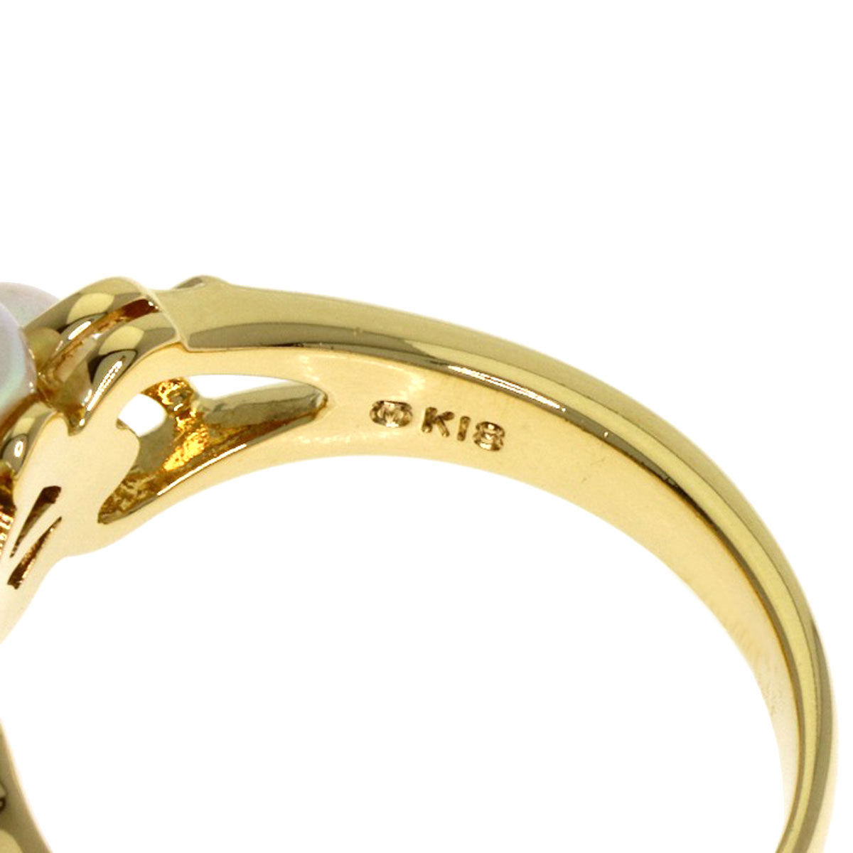 MIKIMOTO Pearl Pearl Diamond Ring K18 Yellow Gold Ladies [Used]