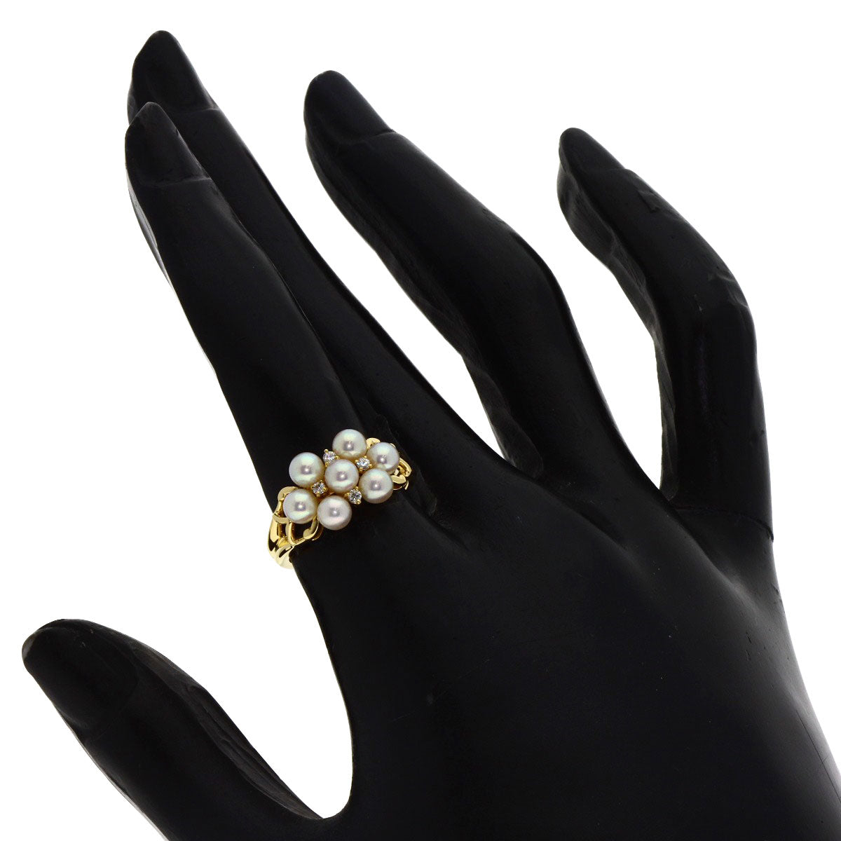 MIKIMOTO Pearl Pearl Diamond Ring K18 Yellow Gold Ladies [Used]