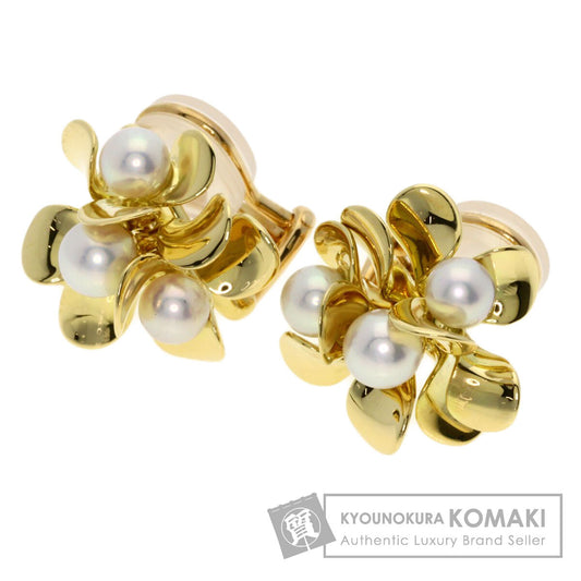MIKIMOTO 3P Pearl Pearl Earring K18 Yellow Gold Ladies [Used]