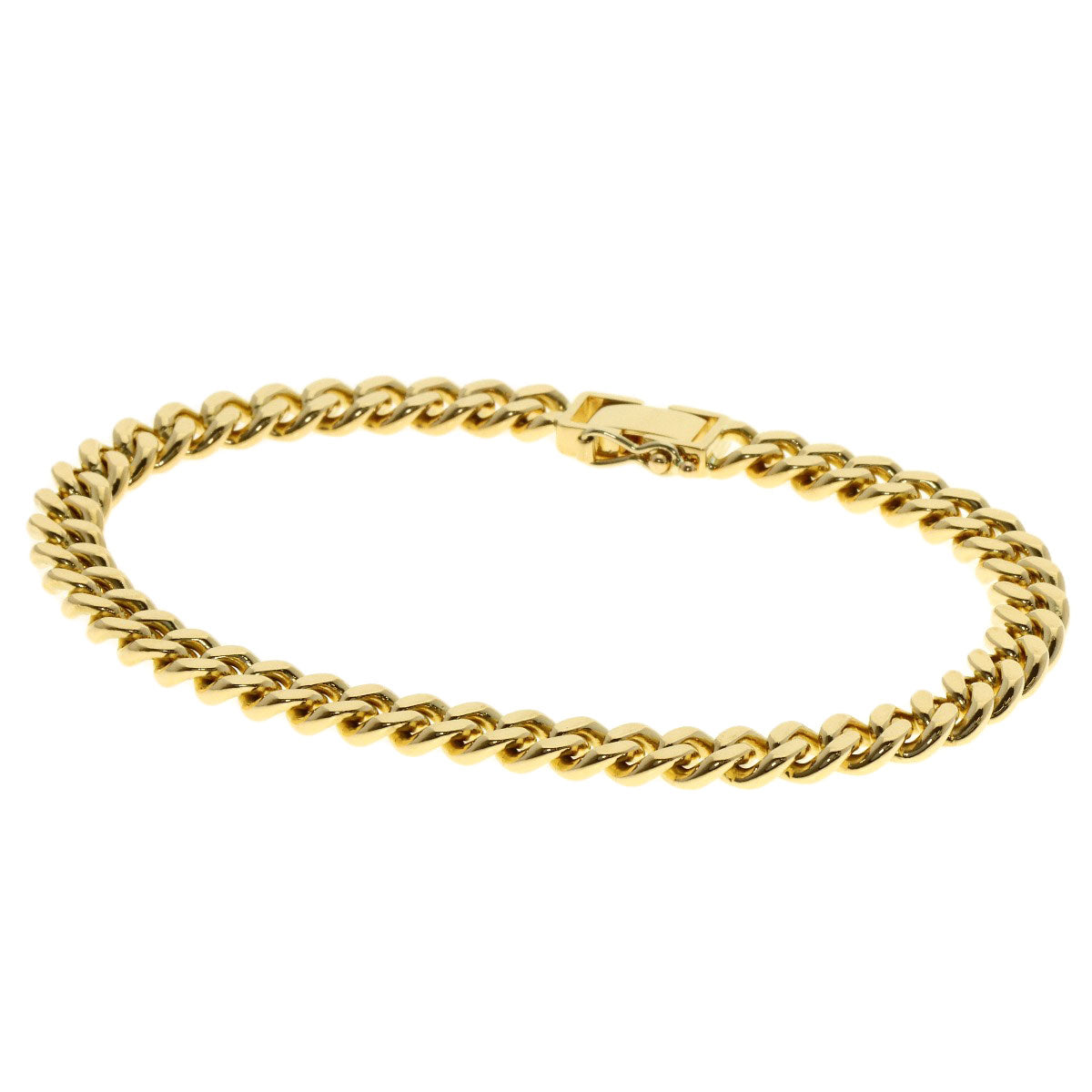 Curb chain Kihei 2 sides Bracelet K18 Yellow Gold 29.5g　mens