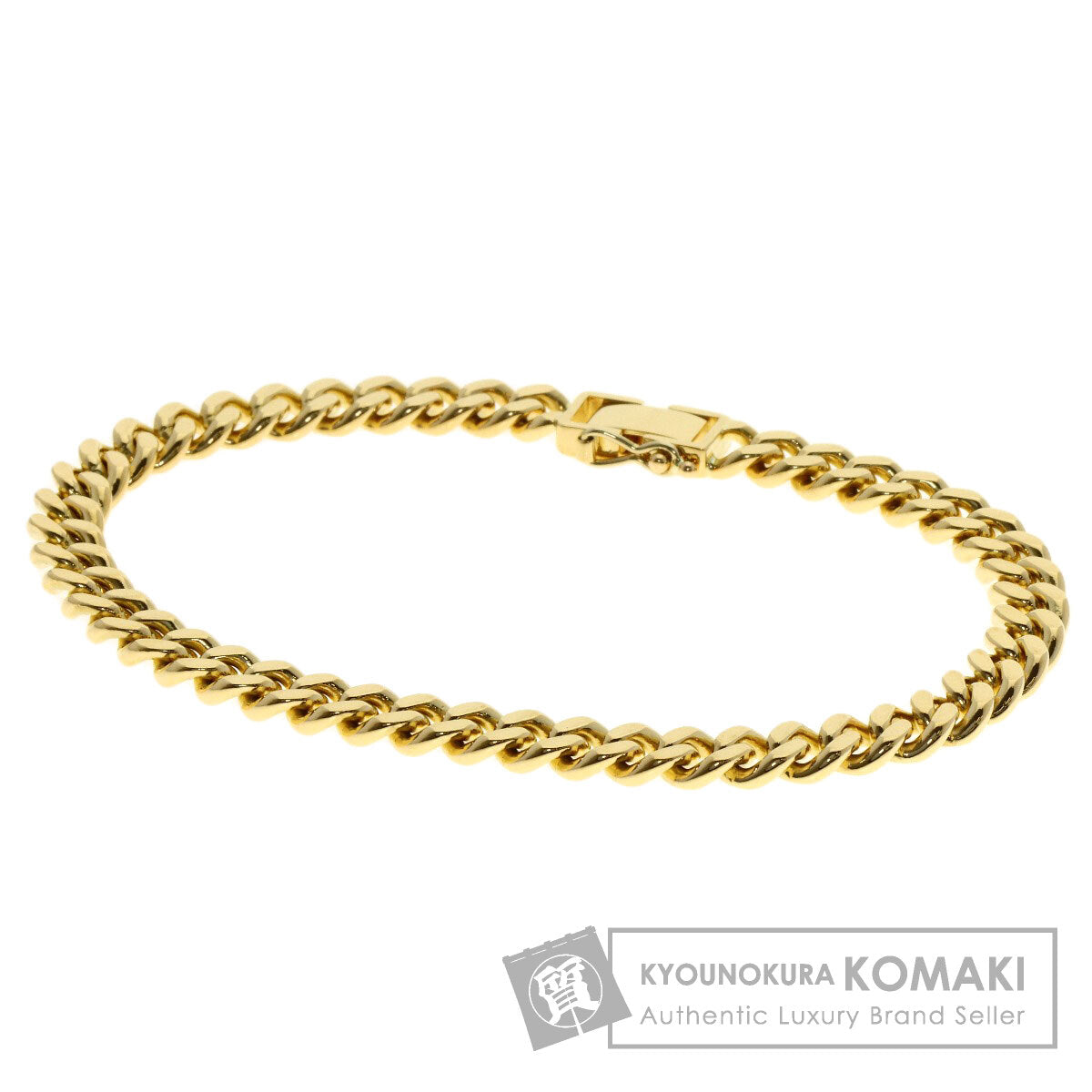 Curb chain Kihei 2 sides Bracelet K18 Yellow Gold 29.5g　mens