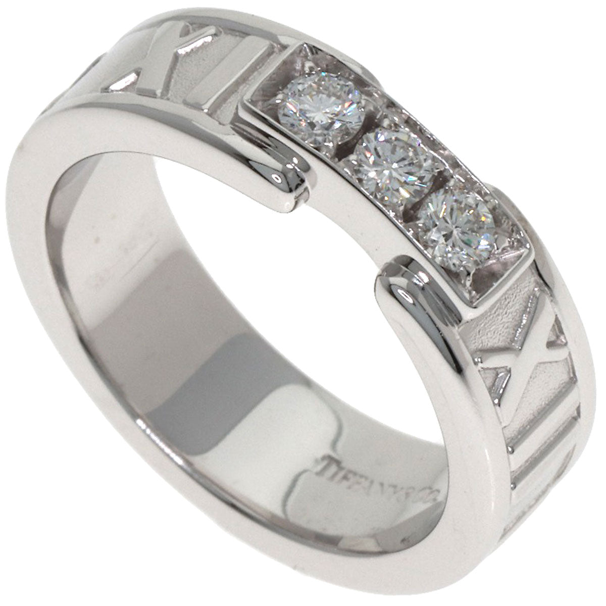 TIFFANY&Co. Atlas 3P Diamond Ring K18 White Gold Ladies [Used]