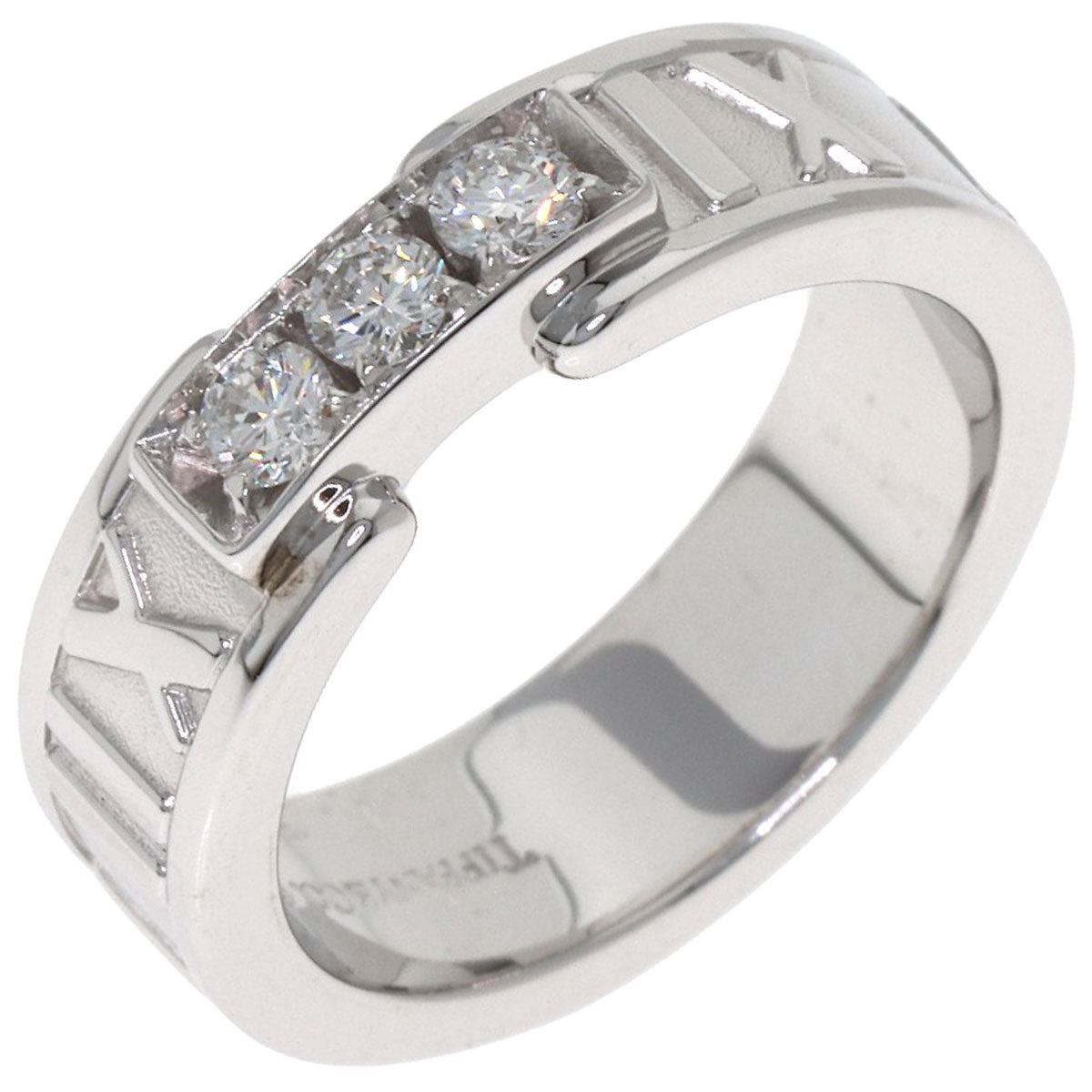 TIFFANY&Co. Atlas 3P Diamond Ring K18 White Gold Ladies [Used]