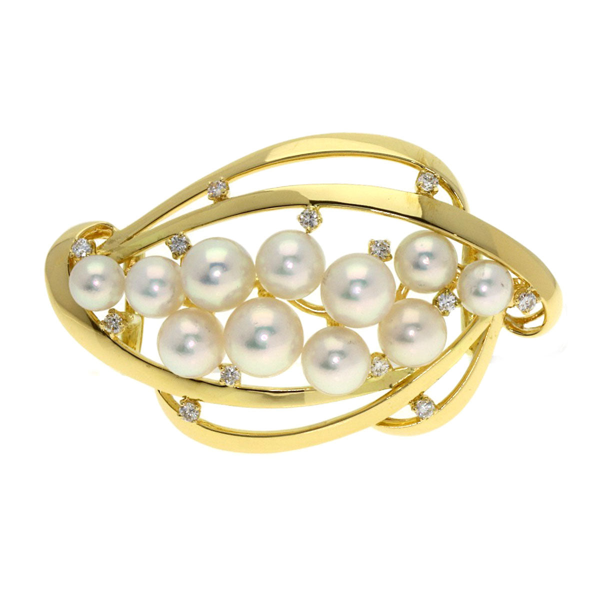 MIKIMOTO Pearl Pearl Diamond Obi closure K18 Yellow Gold Ladies [Used]