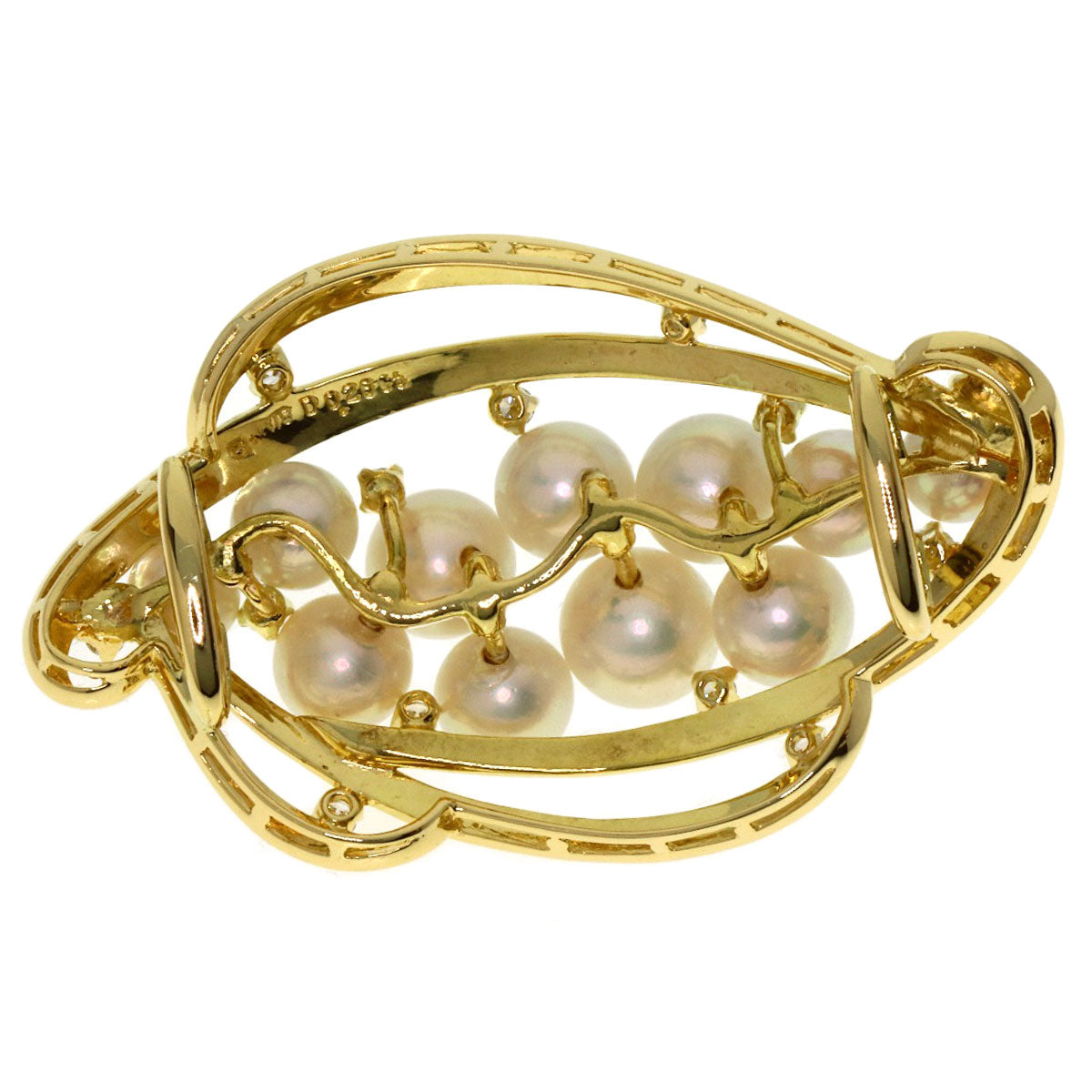 MIKIMOTO Pearl Pearl Diamond Obi closure K18 Yellow Gold Ladies [Used]