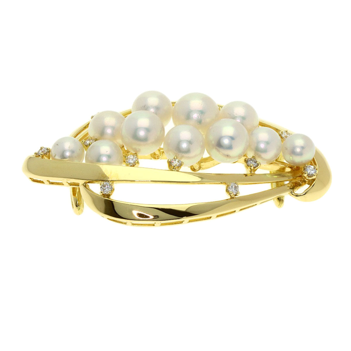 MIKIMOTO Pearl Pearl Diamond Obi closure K18 Yellow Gold Ladies [Used]