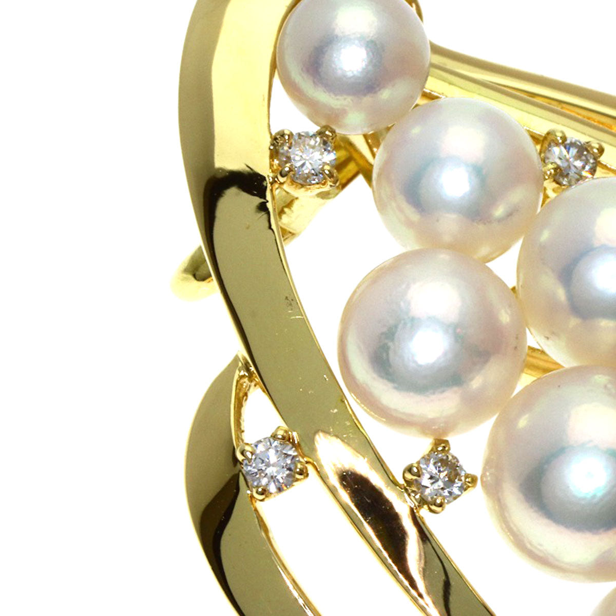 MIKIMOTO Pearl Pearl Diamond Obi closure K18 Yellow Gold Ladies [Used]