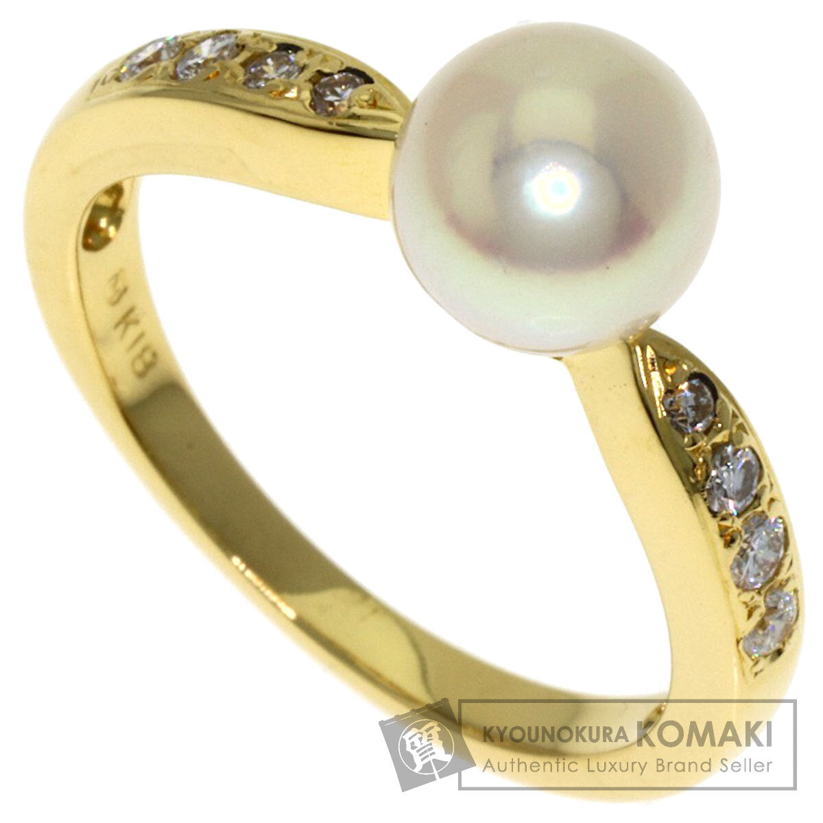 MIKIMOTO Pearl Pearl Diamond Ring K18 Yellow Gold Ladies [Used]