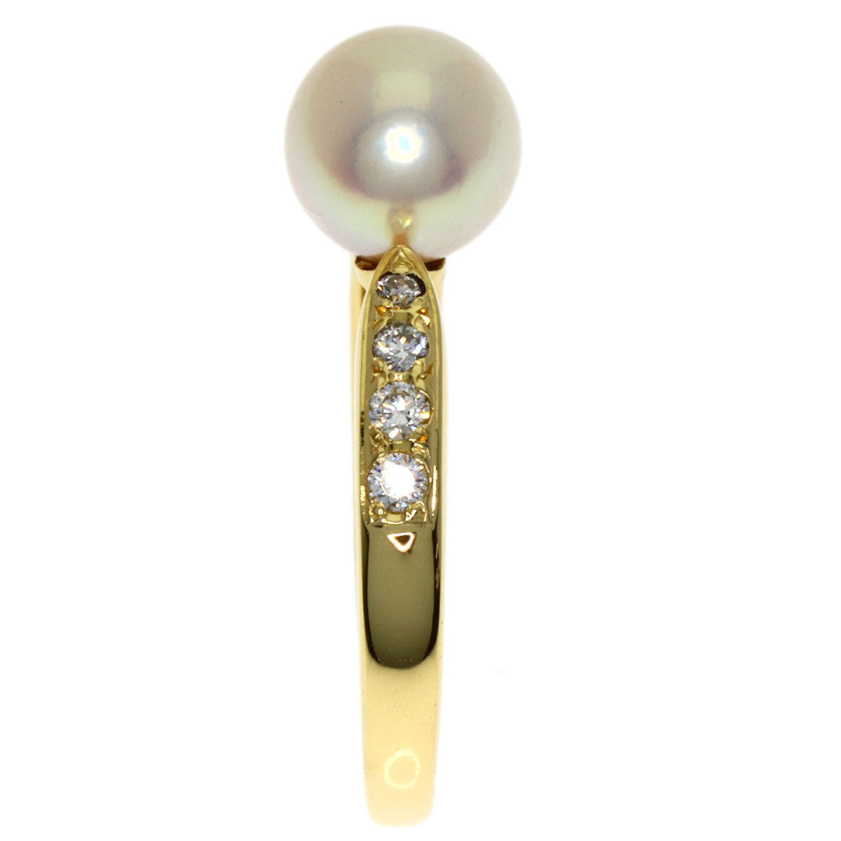 MIKIMOTO Pearl Pearl Diamond Ring K18 Yellow Gold Ladies [Used]