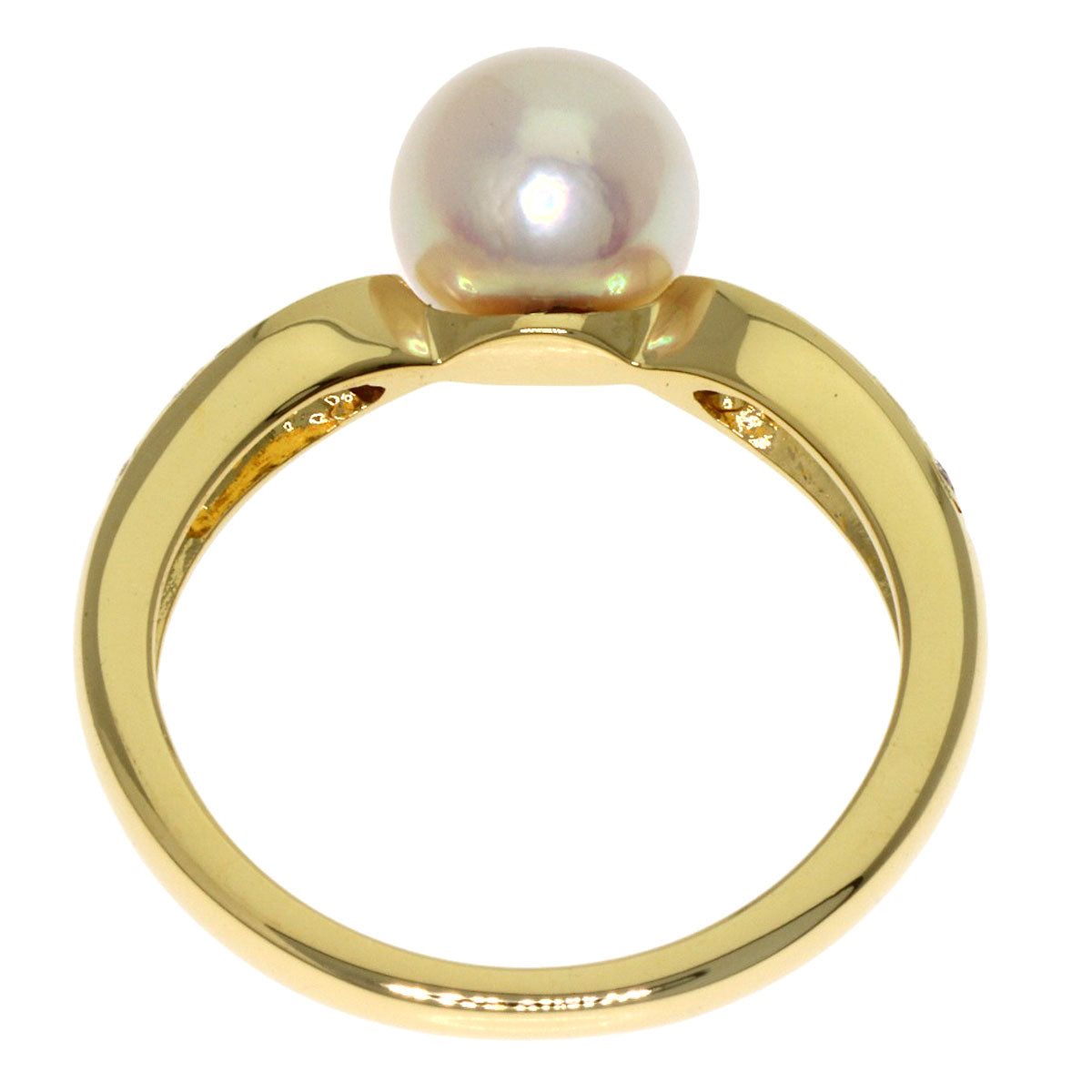 MIKIMOTO Pearl Pearl Diamond Ring K18 Yellow Gold Ladies [Used]