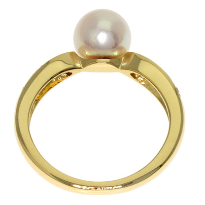 MIKIMOTO Pearl Pearl Diamond Ring K18 Yellow Gold Ladies [Used]