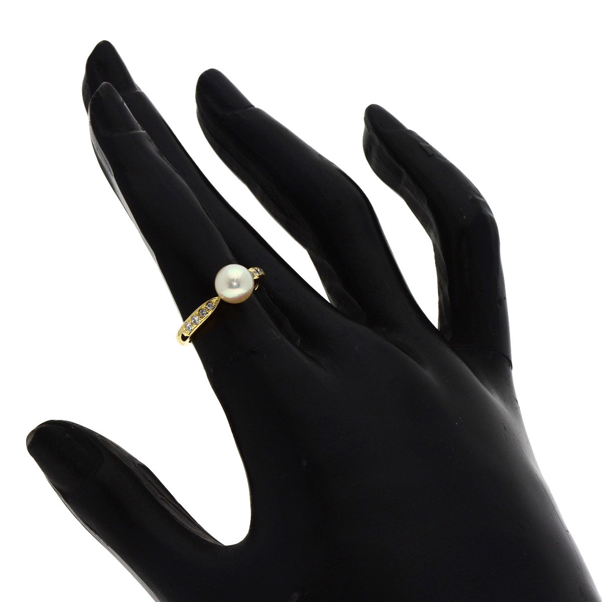 MIKIMOTO Pearl Pearl Diamond Ring K18 Yellow Gold Ladies [Used]