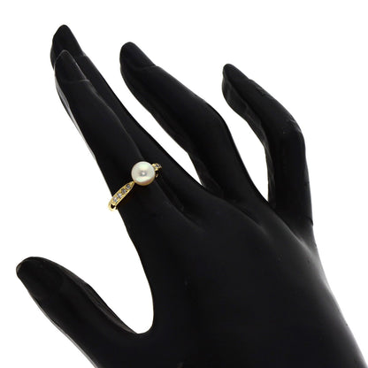 MIKIMOTO Pearl Pearl Diamond Ring K18 Yellow Gold Ladies [Used]