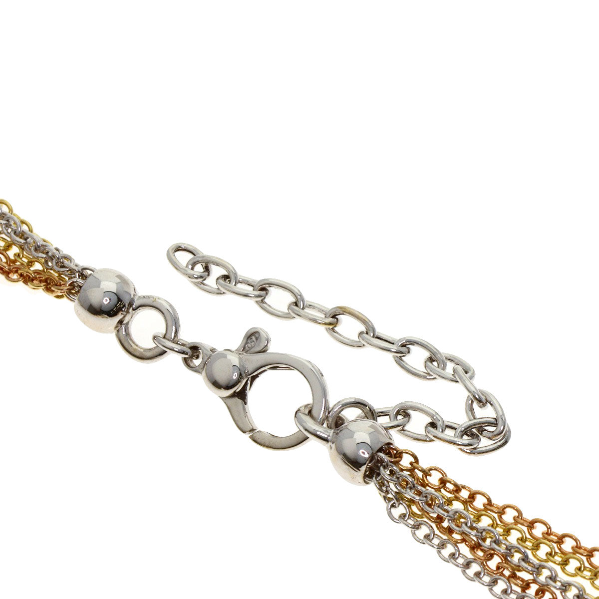 1.3ct Three-color Diamond Necklace K18 Yellow Gold 18K Pink Gold 38.2g　Ladies