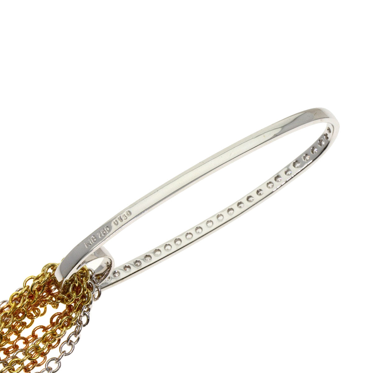 1.3ct Three-color Diamond Necklace K18 Yellow Gold 18K Pink Gold 38.2g　Ladies
