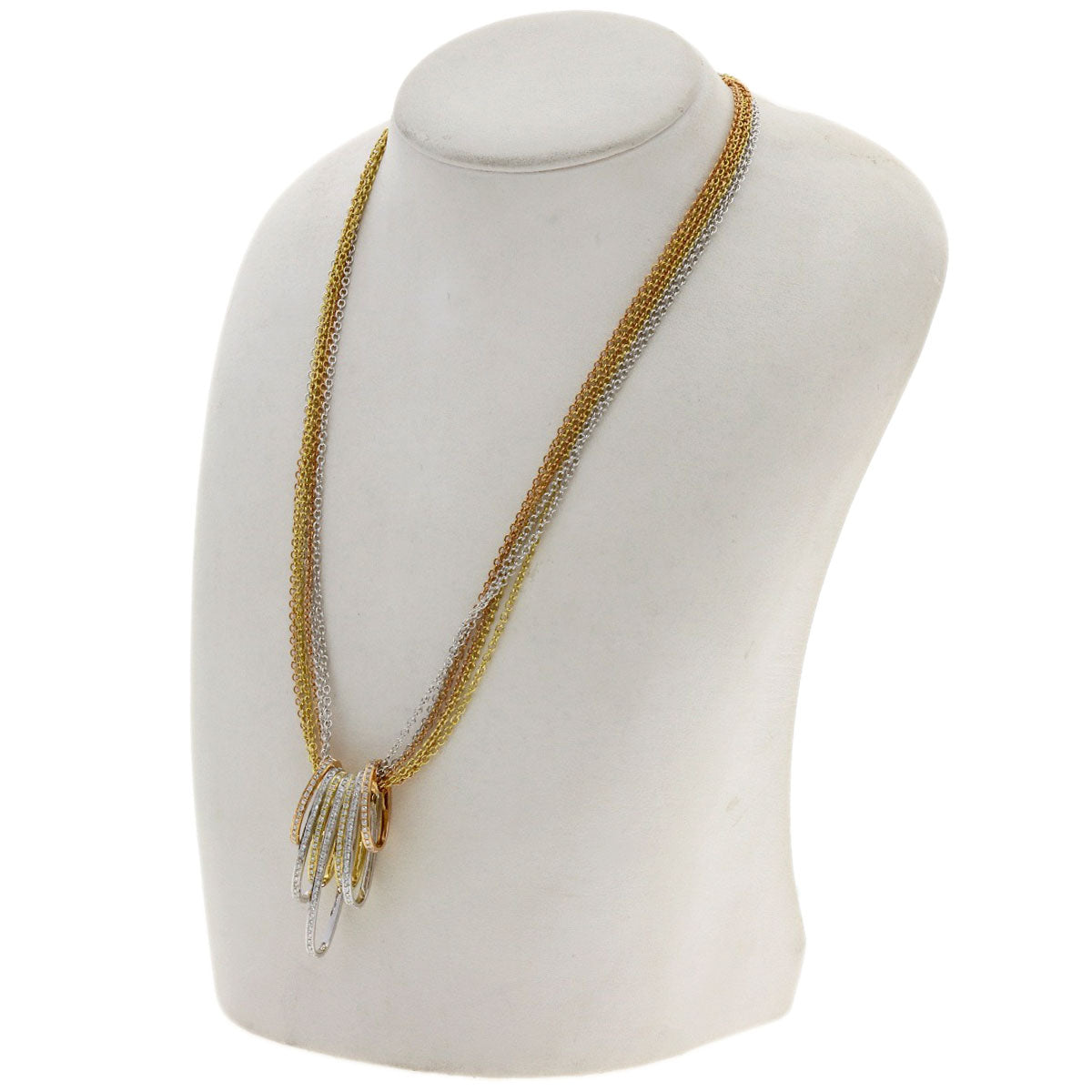 1.3ct Three-color Diamond Necklace K18 Yellow Gold 18K Pink Gold 38.2g　Ladies
