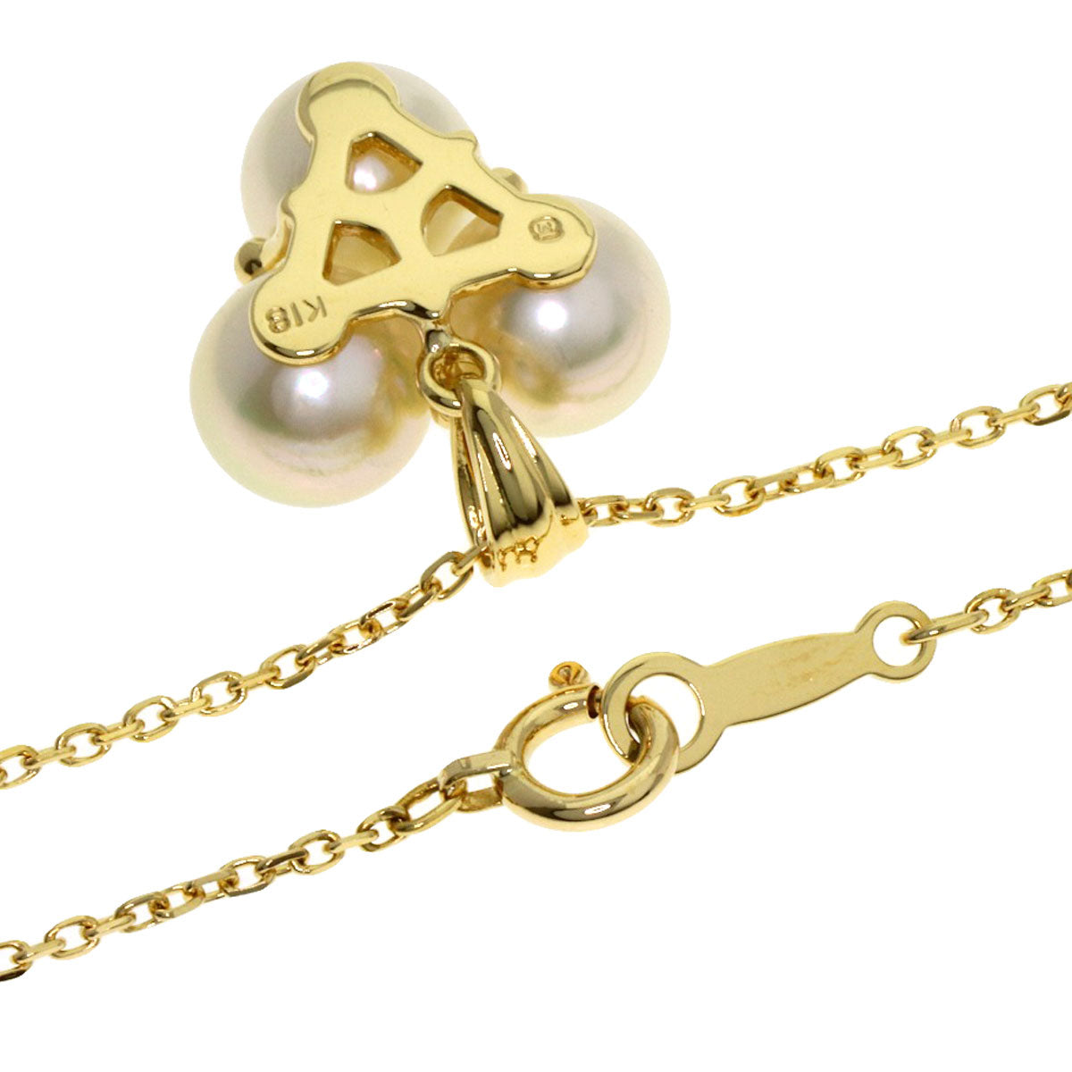 MIKIMOTO Pearl Pearl 1P Diamond Necklace K18 Yellow Gold Ladies [Used]