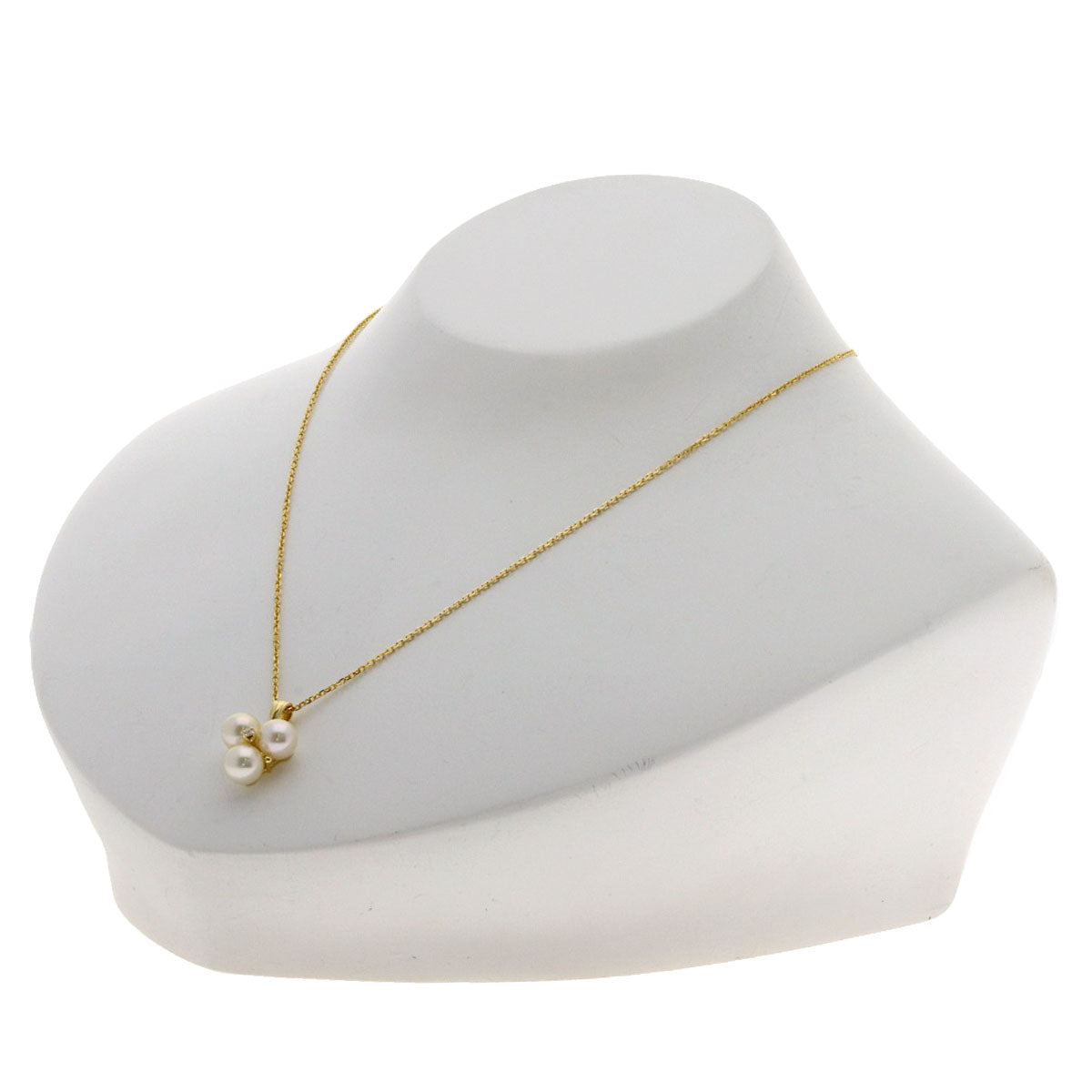MIKIMOTO Pearl Pearl 1P Diamond Necklace K18 Yellow Gold Ladies [Used]