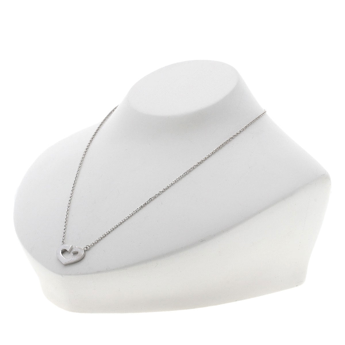CARTIER C heart Necklace K18 White Gold Ladies [Used]