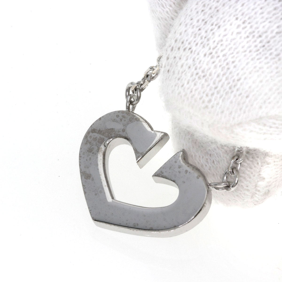 CARTIER C heart Necklace K18 White Gold Ladies [Used]