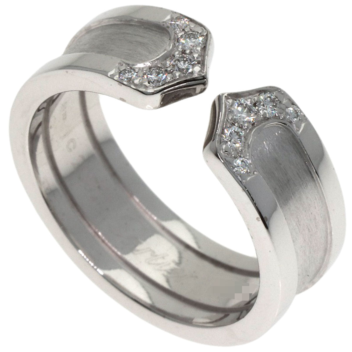 CARTIER C2 Ring SM Diamond #51 Ring K18 White Gold Ladies [Used]