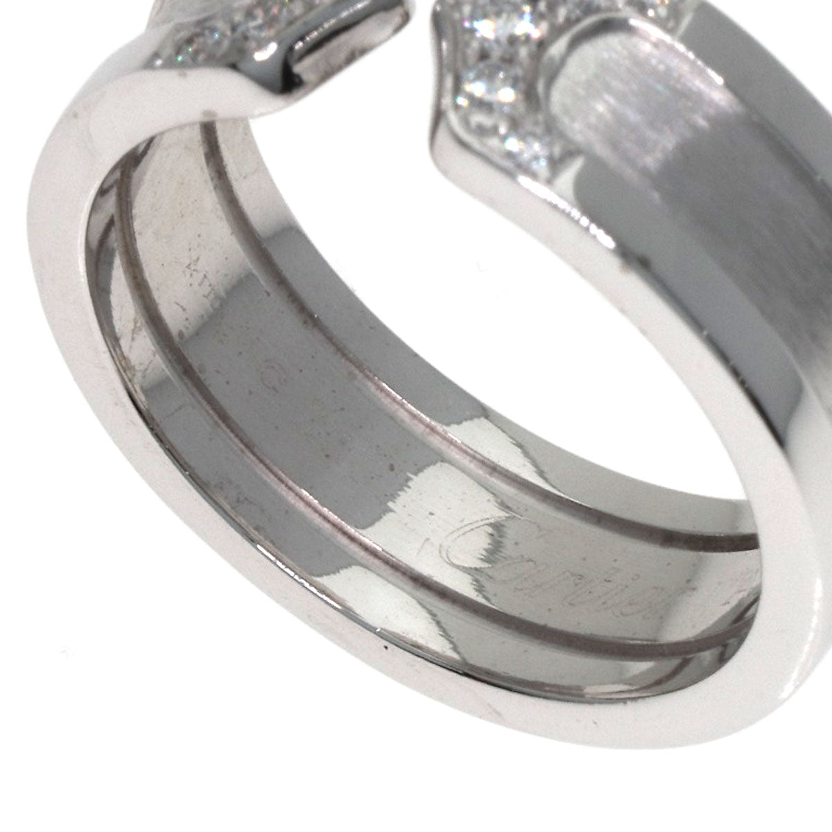 CARTIER C2 Ring SM Diamond #51 Ring K18 White Gold Ladies [Used]