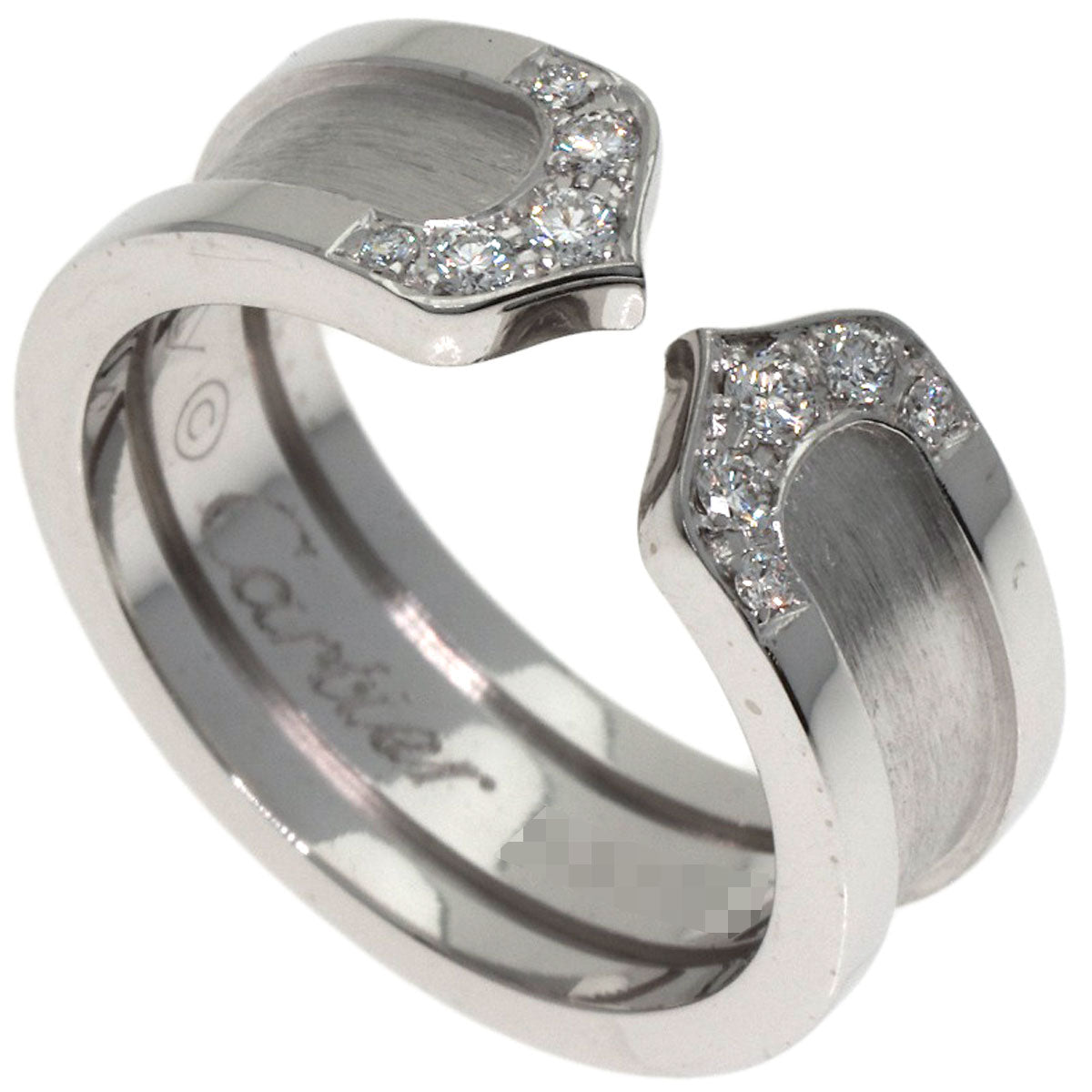 CARTIER C2 Ring SM Diamond #48 Ring K18 White Gold Ladies [Used]